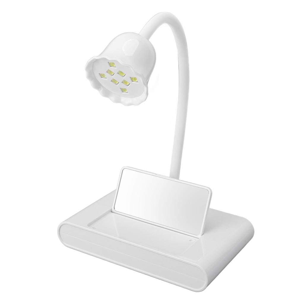UV Light Gel Nails 8 LED 20W 360 Degree Adjustable Angle 60S Timing Desk Lamp for Nail Gel Curing with Mirror Plug in