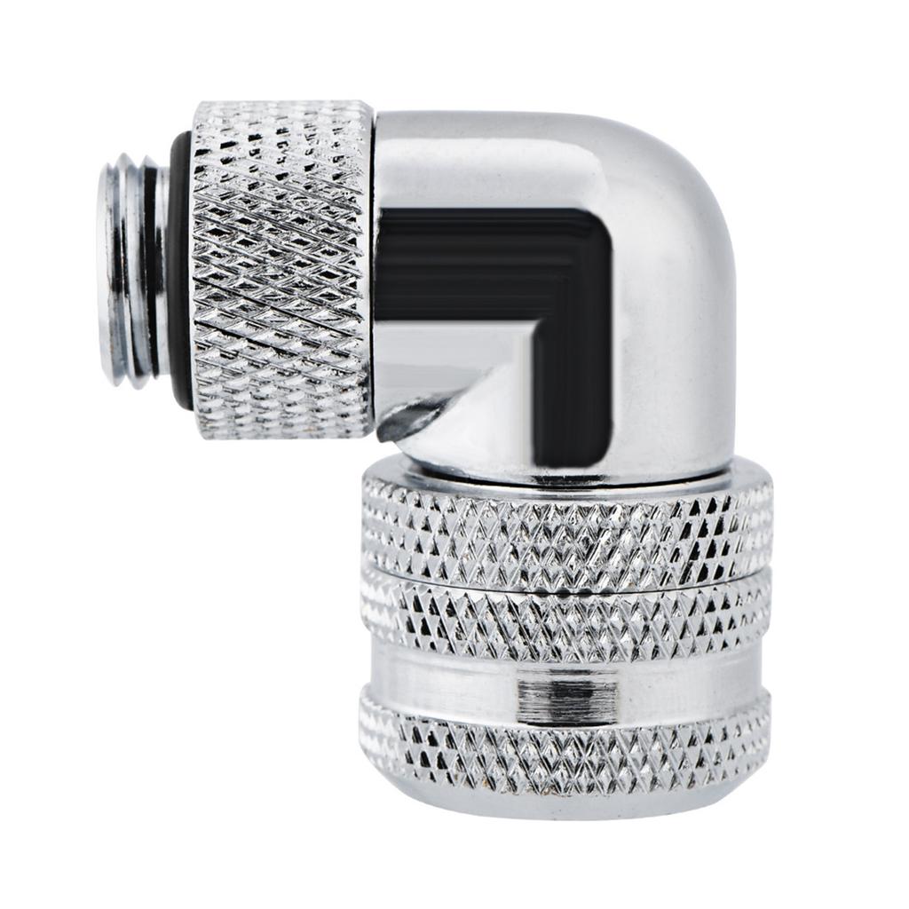 PC Water Cooling Two touch Fitting G1Celsius4 Thread 90 Degrees Elbow Connector for 14MM Tube Black