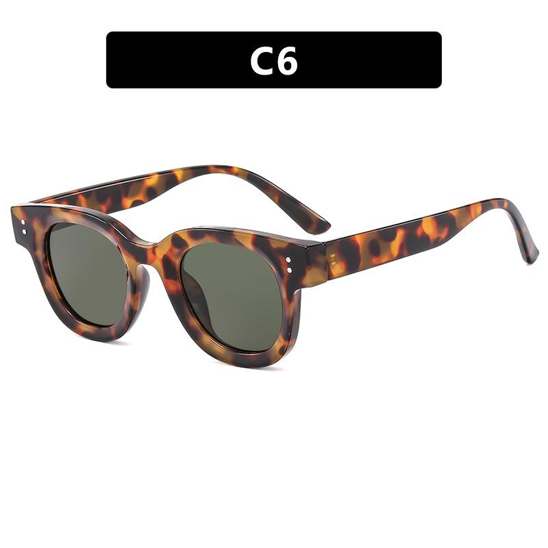 New Retro Round Sunglasses Women Yellow Fashion Rivets Decoration Shades Uv400 Men Punk Sun Glasses