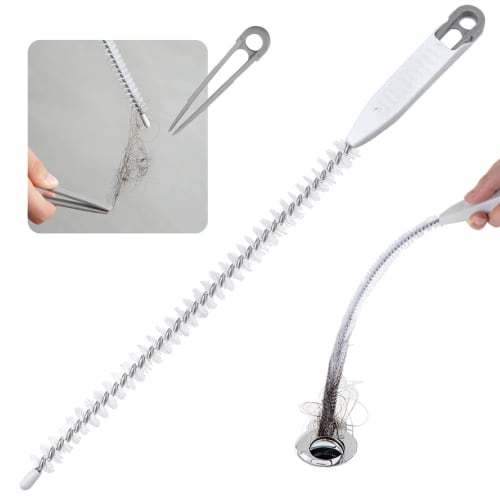 Haojiaho New Pipe Cleaning Brush, 60cm, Flexible Pipe Dredge, Long Brush, for Drain Cleaning, Removing Debris and Hair, Bathroom, Toilet, Washroom, Ki