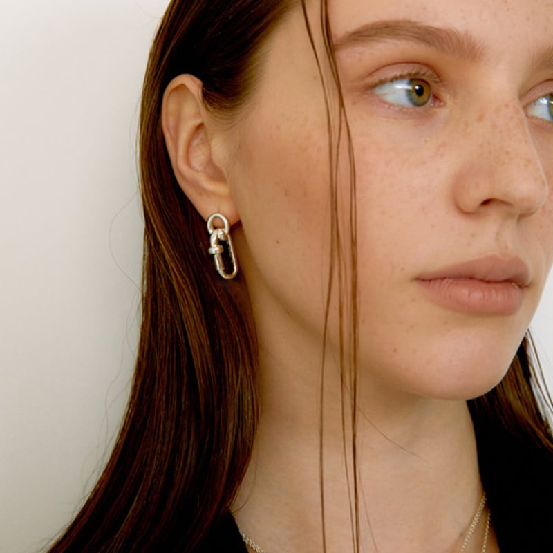 

fINE HABIT fINE Link Earrings(M) Natural Silver M