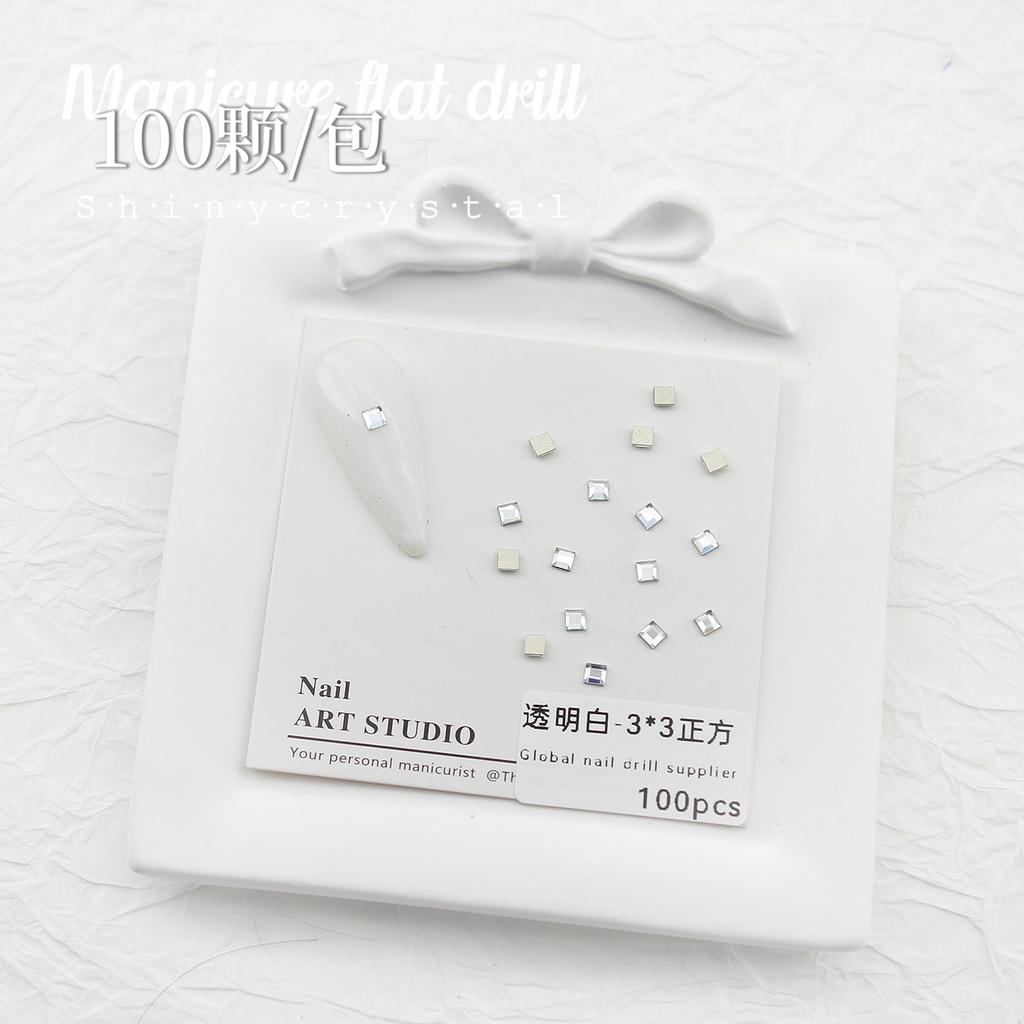 Nail Art White Flat Bottom Special-Shaped Diamond Size Mini Water Drop Love Square Transparent Diamond Jewelry White Rectangular Diamond