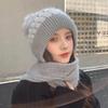 Scarf Integrated Hat Winter Women's New Scarf Hat Warm Knitted Headgear Plush Thickened Wool Hat Knitted Hat