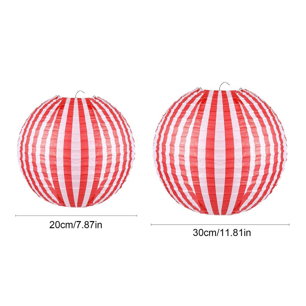 6pcs Large Diameter Red White Striped Paper Lanterns For Home Decoration And Event Planning From Recyclable Paper