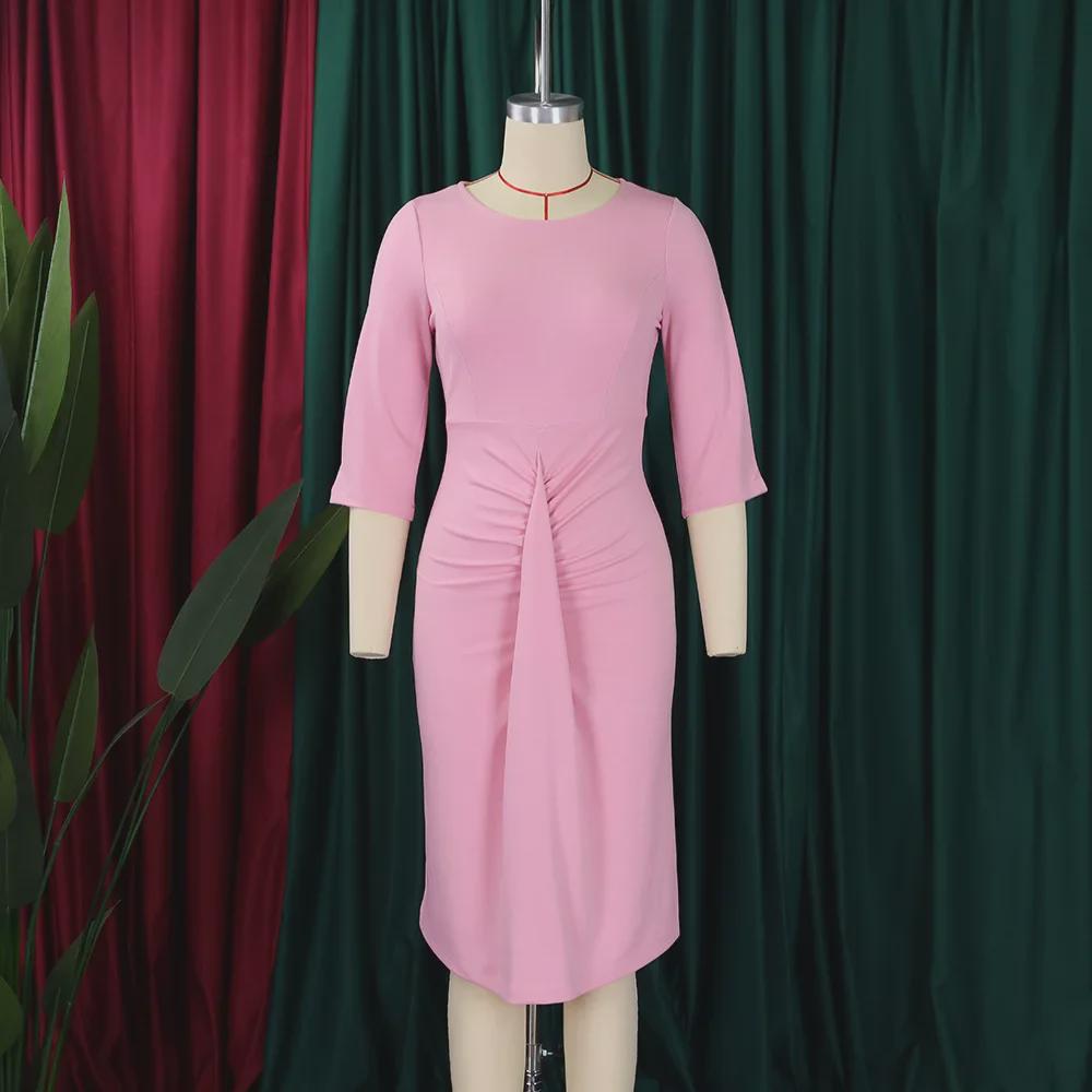 2023 Europäische & Amerikanische Damenmode: Plissiertes Hüftbetontes Bleistiftkleid, Große Größe