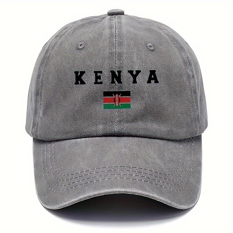 Kenya Flag Baseball Cap Distressed Grey Polyester Casual Adjustable Dad Hat for Men and Women