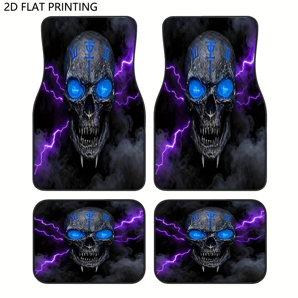 4pcs Car Floor Mats, Electric Skull Car Floor Mats, Decorative Car Floor Mats, Suitable For All Seasons, 4pc