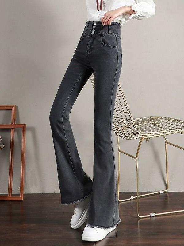 Women's High-Waist Hip-Lifting Micro-Flare Jeans, Summer 2025, Slimming Long Pants, Tummy Control, Thin Material, Perfect for Tall Women.