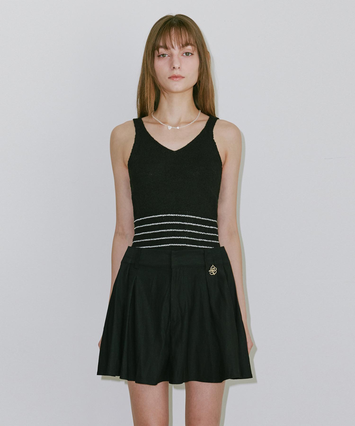 Belloel Striped Crop Sleeveless Black Free