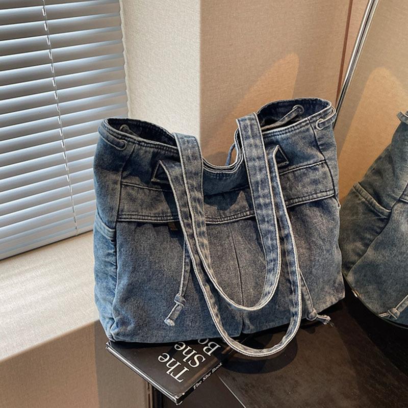 Denim Bag Women's Large Capacity Autumn and Winter Versatile Shoulder Bag Leisure Student Commuter Tote Bag