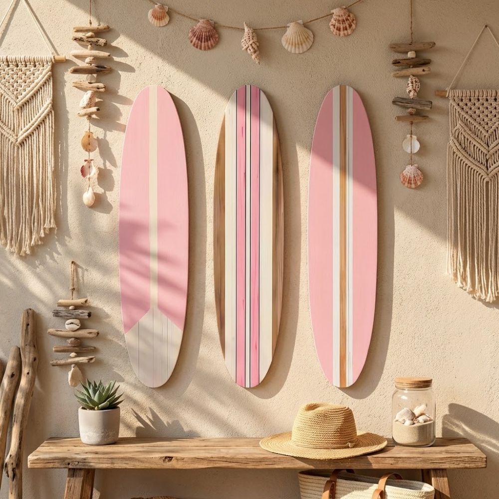 3PCS Summer Theme Wooden Surfboard Ornament Hawaiian Style Ocean Surfboard Decor  Home Wall Decor