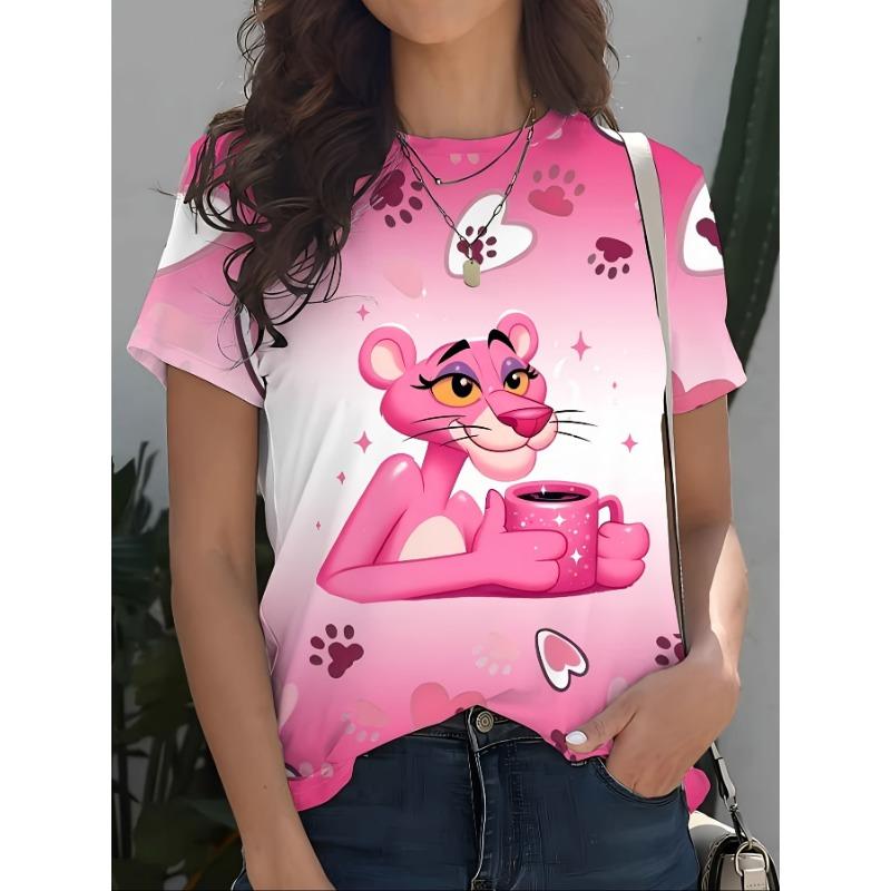 Summer Round Neck 3D Various Animal Print Top Fashionable Casual Short Sleeved Women's T-shirts