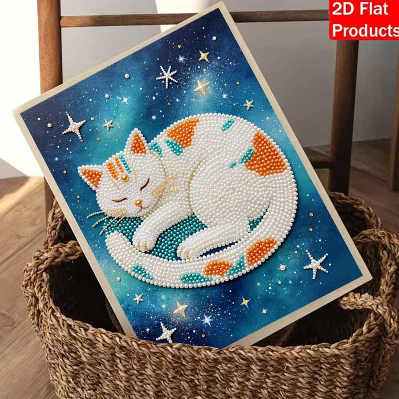 Animal Series Pearl Painting Cat Starry Sky Diy Handmade 5D HighValue Hanging Living Room Decoration Painting