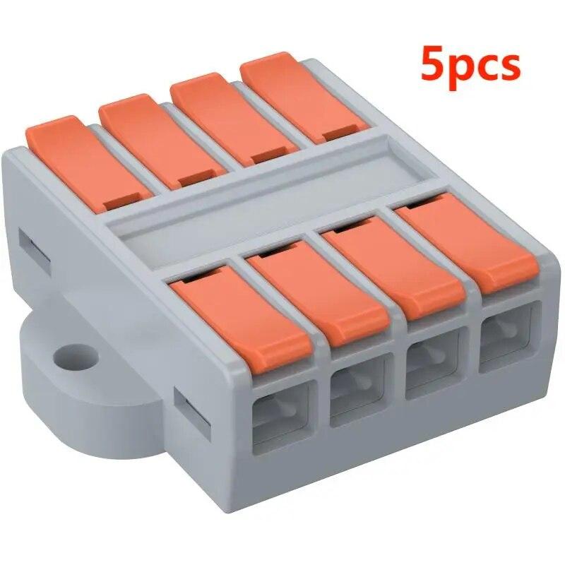 

5PCS 4 in 4 out /5 in 5 out Quick Terminal Block Mini Quick Connection Terminal Home Improvement Lamps Docking Terminal