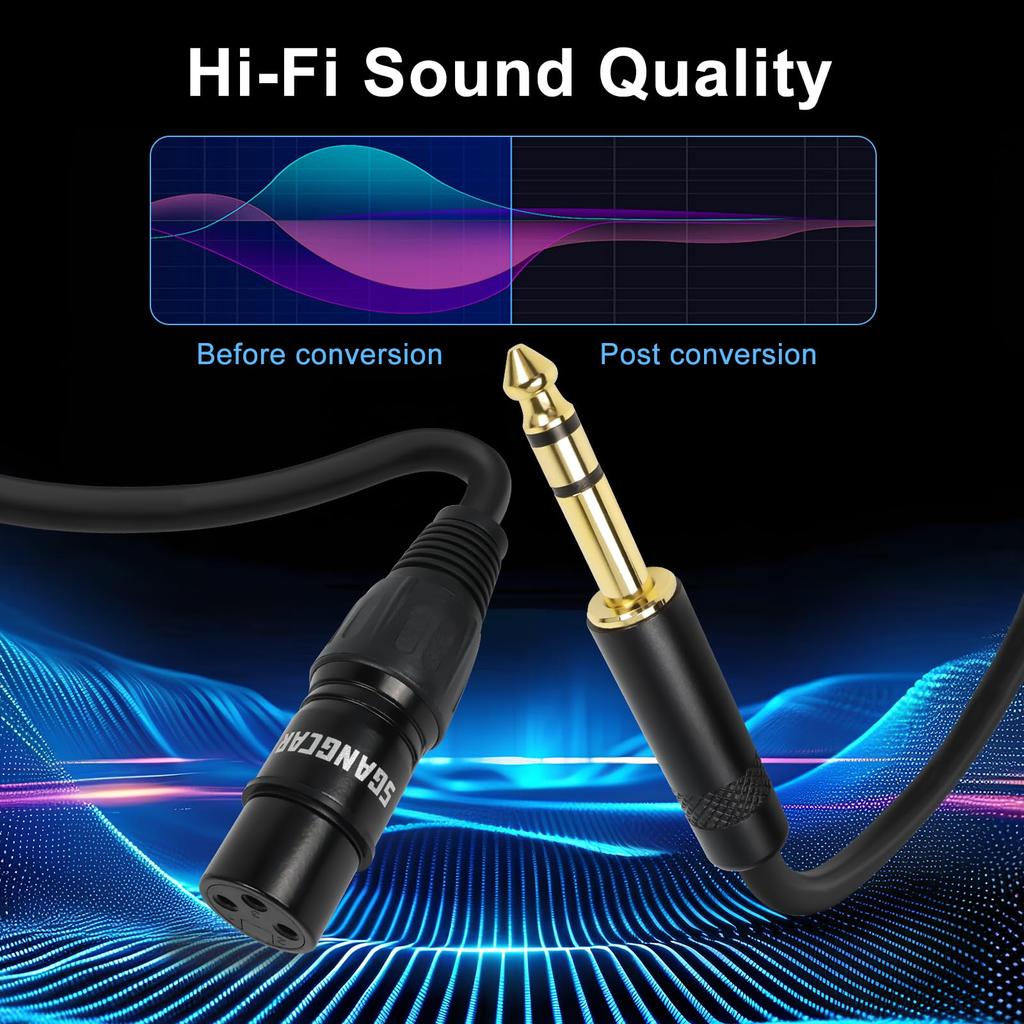 Postta XLR-6.35mm Cable 10M Male To Female TRS Balanced Microphone XLR Conversion