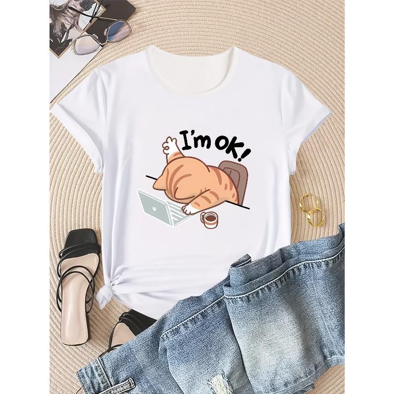 Trendy and Fashionable, Women S Round Neck Short Sleeve, Casual And Comfortable, Women S Spring Summer Clothing S белый
