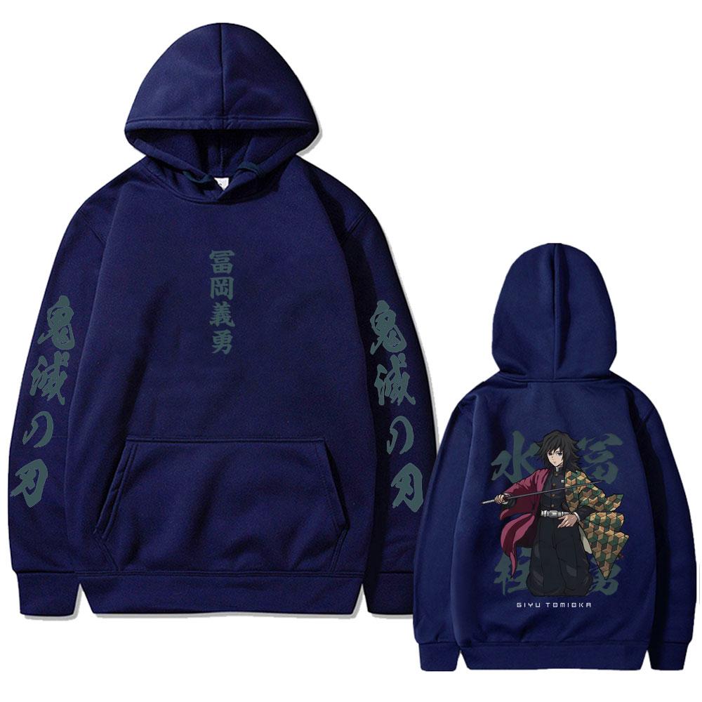 Anime Demon Slayer Water Hashira Tomioka Giyuu Graphic Hoodie Men Women Casual Fleece Hoodies Men's Fashion Streetwear