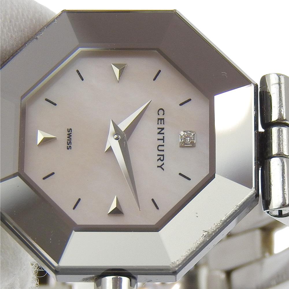 CENTURY Time gem Watches 1P diamond White shellDial Stainless Steel Quartz Analog display Women Used