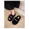 Autumn and Winter New Pearl Fairy Fur Slippers Cute Home Thick Bottom Senior Fur Slippers