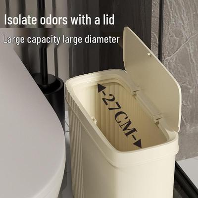 Narrow Gap Odor-Proof Trash Can with Lid for Living Room, Bedroom, Bathroom - Slim Paper Basket Bin