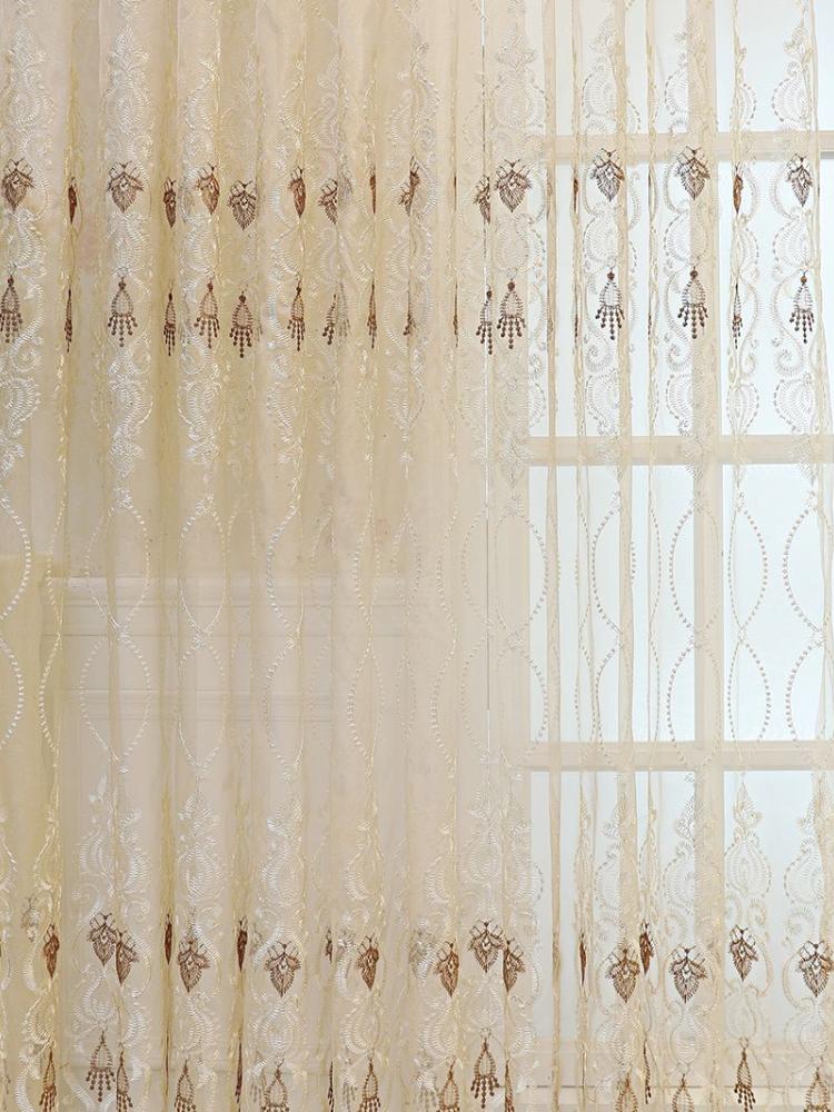 Cortinas transparentes bordadas estilo Glamour europeo, Tratamientos para dormitorio, oficina, cocina, sala de estar, estudio