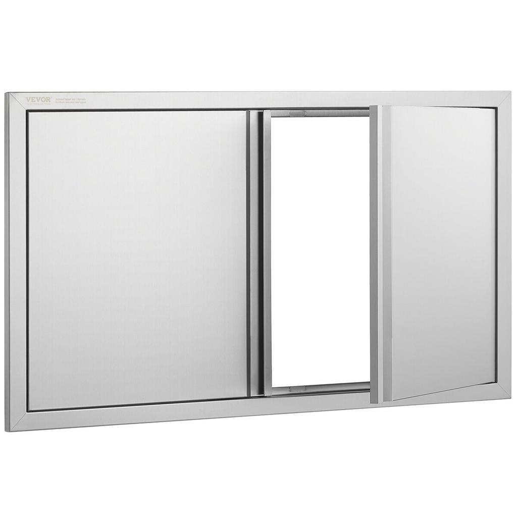 BBQ Access Door, 914x534 Mm Double Outdoor Kitchen Door, Stainless Steel Flush Mount Door, Wall Vertical Door with Recessed Handles , for BBQ Island,