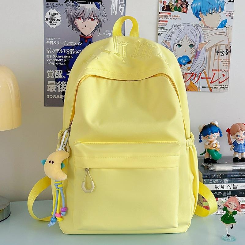 Japanese Simple and Versatile Large-capacity Solid-color Campus Schoolbag Women's New Summer Light Commuter Shoulders