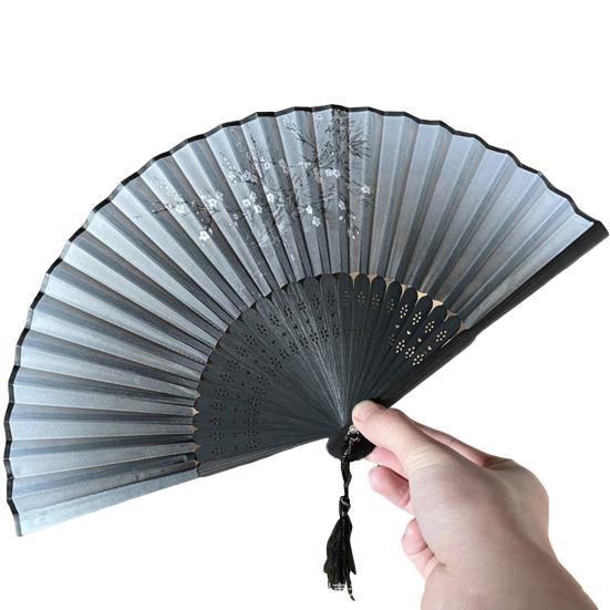 Bamboo Folding Fan Dance Lightweight Hand Fan with Hollow Carving Bamboo Tassel Cooling Wedding Favor