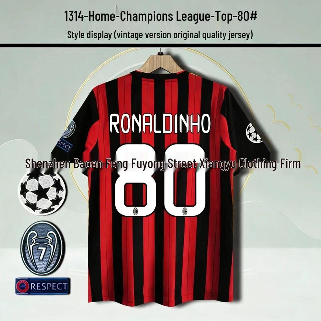 93–14AC Klassisches Retro-Fußballtrikot: 22 Kaka, 32 Beckham, 80 Ronaldinho, 99 Ronaldo