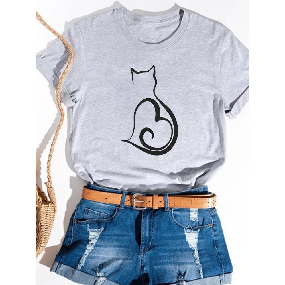 Print Print T-shirt Basic Summer  Women's Fashion Crew-neck Trend Ins All-match