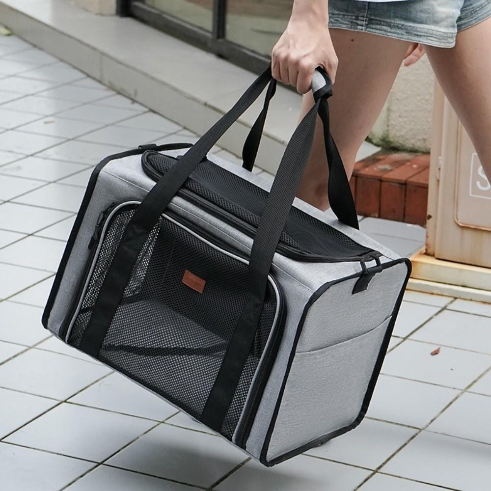 

Airline Approved Dog Cat Carrier Bag Breathable Mesh Outgoing Pets Bag Small Cat Dogs 44x30x30cm сірий