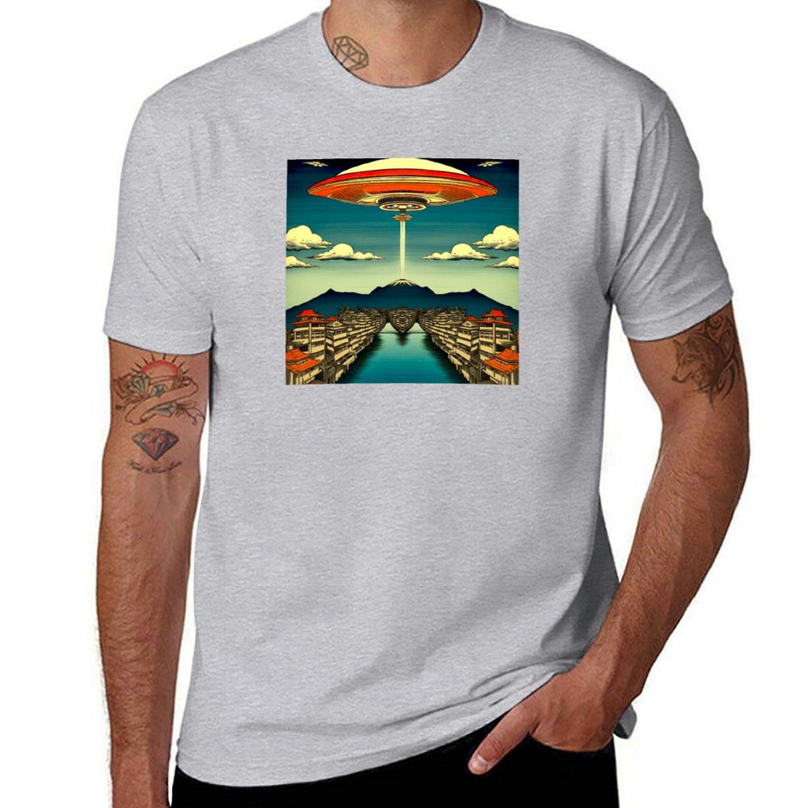 

UAP UFO Японский стиль Футболка кастомизированная спортивные фанаты однотонные черные футболки мужские S