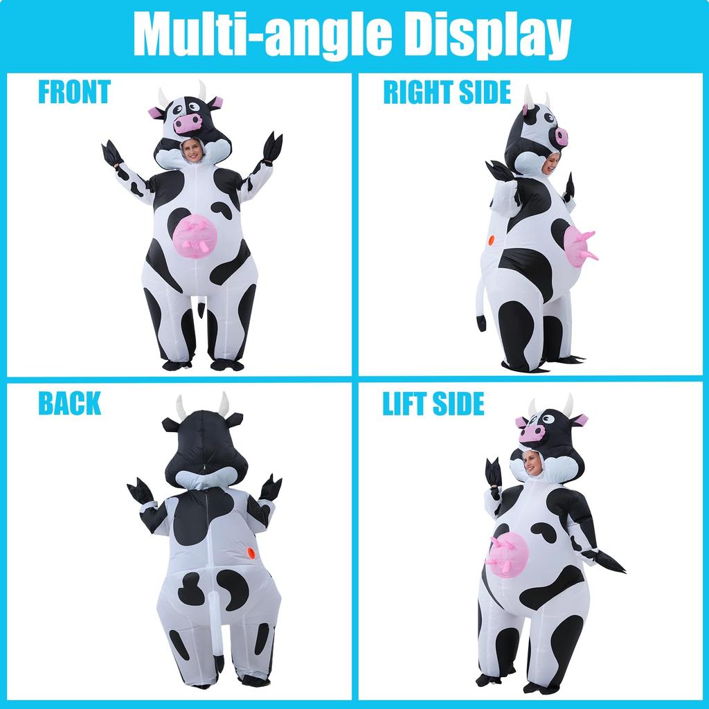 JOYBRO Inflatable Cow Costume for Adults Funny Animal Costume Perfect for School and Christmas One Size Fits Most Halloween, Cosplay, Festivals,