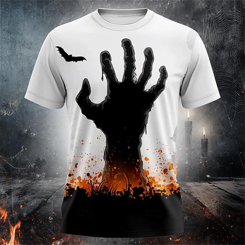 Retro Horror Skull Print Men's T-shirt Classic Summer Casual O-neck Short-sleeved Men's Fashionable Loose Oversized Top Women Clothing
