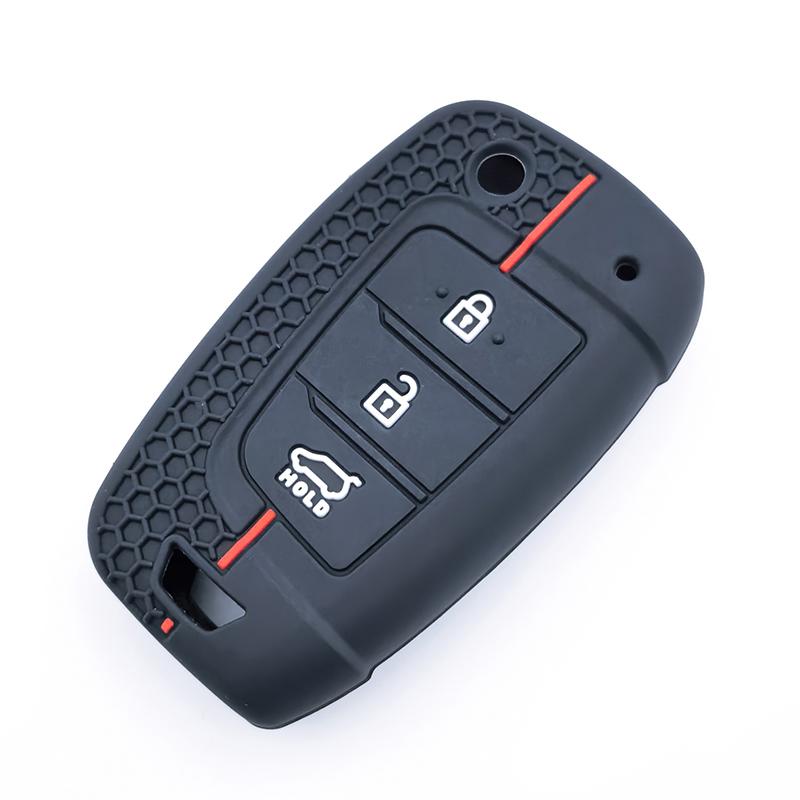 

For Hyundai Solaris 2 Elantra I30 I35 I40 Tucson Kona - 3 Button Silicone Car Remote Key Fob Shell Cover Case