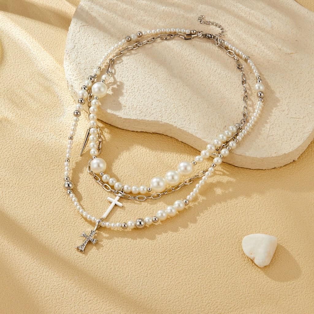 Luxurious Long Cross Pearl Necklace For Women With Sophisticated Touch