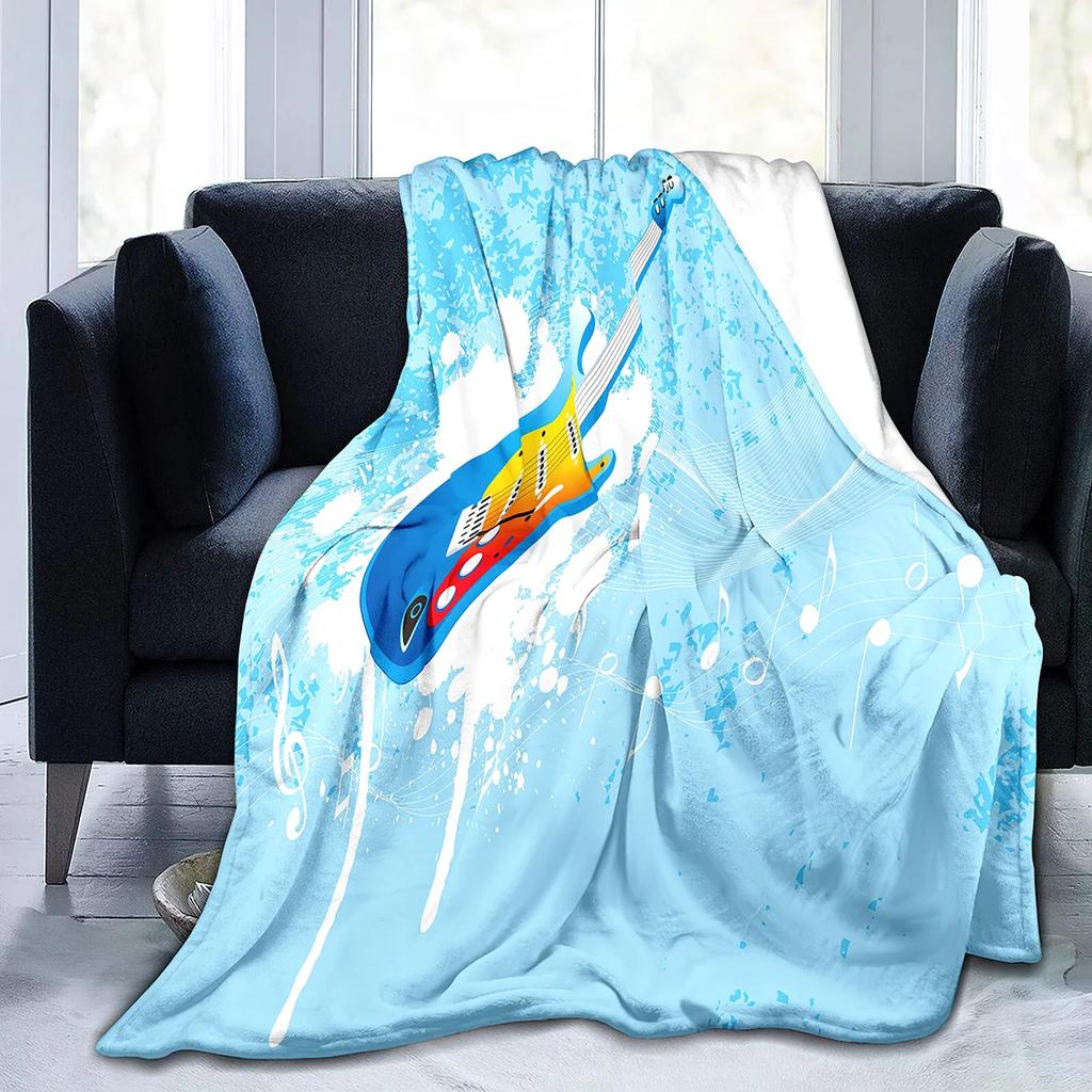 Music Note Piano Pattern Flannel Throw Blanket for Bed Sofa Couch All Season Warm Super Soft Lightweight Blanket King Queen Size