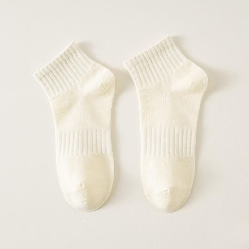 

Мужские весенне-осенние хлопковые дышащие влагоотводящие дезодорирующие спортивные носки 1 pair молочный белый