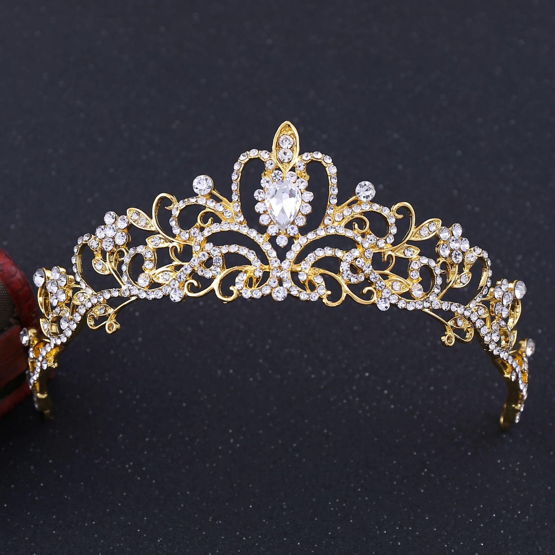 

Классические свадебные аксессуары для волос, корейская мода невесты со стразами, большая свадебная тиара с короной