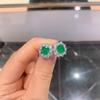 Jewelry Treasure Necklace Women'S Imitation Emerald Pendant Emerald Ring Three-Piece Jewelry Set
