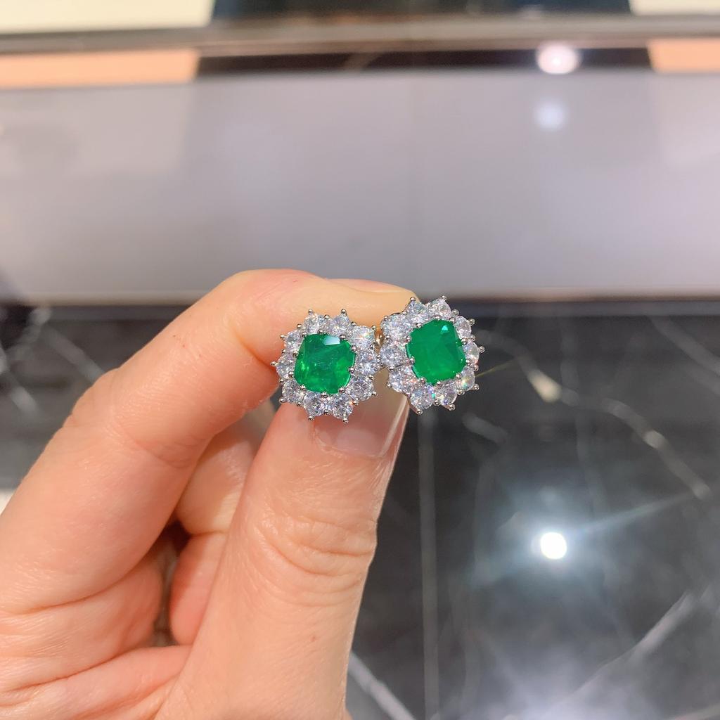 Jewelry Treasure Necklace Women'S Imitation Emerald Pendant Emerald Ring Three-Piece Jewelry Set