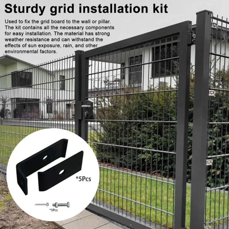 Completes Metal Grid Fence Fastener Set Includes 5 Brackets Screws Bolts For Outdoor Garden Installation