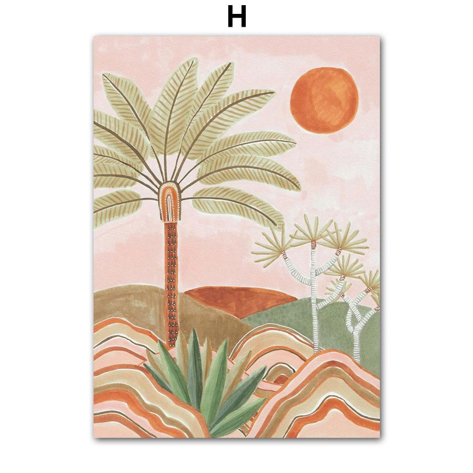 Akvarell Tropiskt Träd Giraff Elefant Boho Abstrakt Affischer Och Tryck Väggkonst Canvas Målning Bild Baby Barnrum Dekor