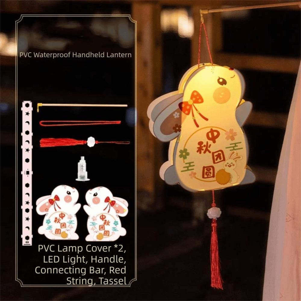 Cute Cartoon Bunny Lamp Waterproof PVC Handheld Light Cartoon Lantern Rabbit Lantern Family Fun Style 3