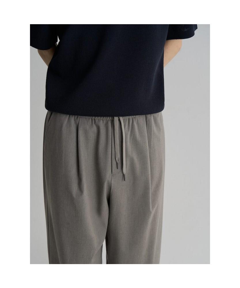 8SECONDS [4Way Stretch] Wide Fit Elastic Waist Slacks Beige