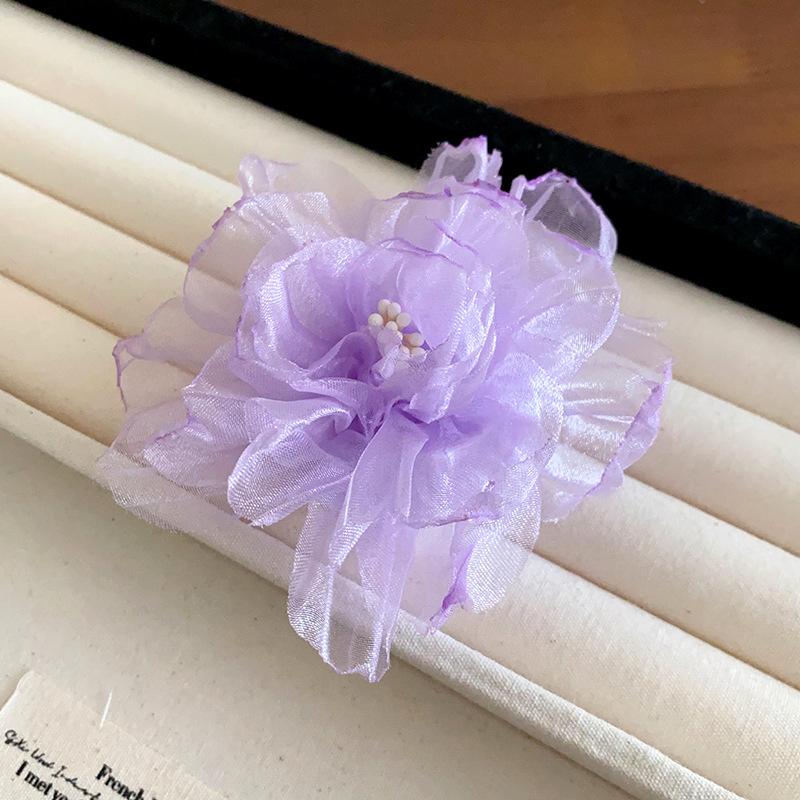 Pastoral Mesh Flower Hair Clip - Korean Temperament Duckbill Hairpin for Women