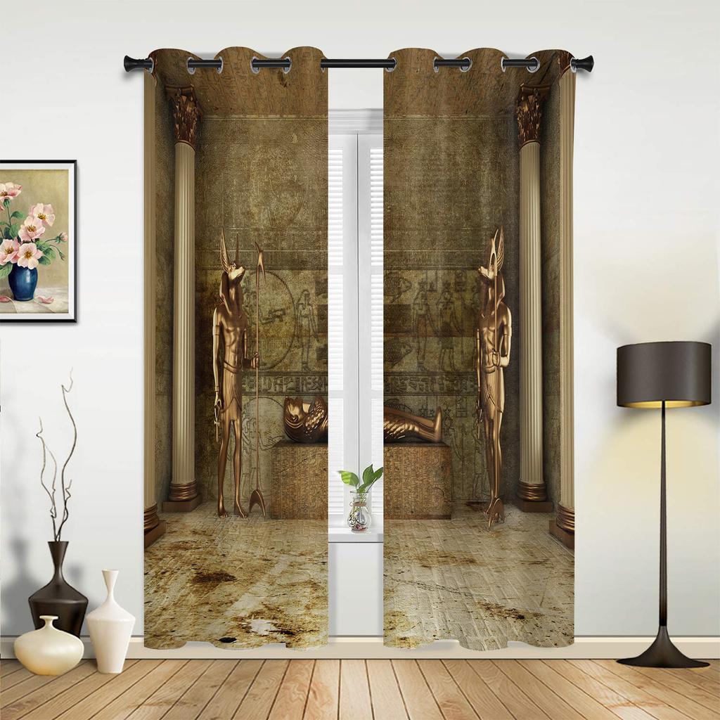 Egyptian Golden Brilliant Mausoleum Modern Window Curtains for Living Room Bedroom Curtain Blinds Drapes Door Curtains