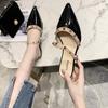 Fashion Women High Heels 2025 Summer New Fashion Rivet Female Pumps Slippers Pointed Sexy Female Sandal Dress Party Patent Leather