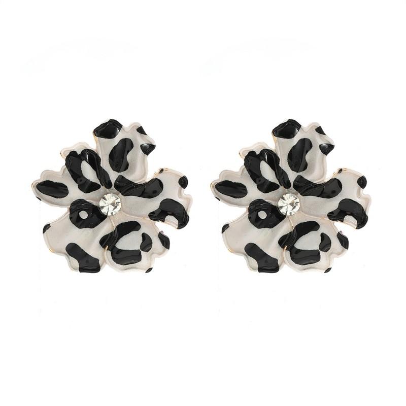Elegant Floral Leopard Print Acrylic Earrings Women Vintage Style Statement Jewelry