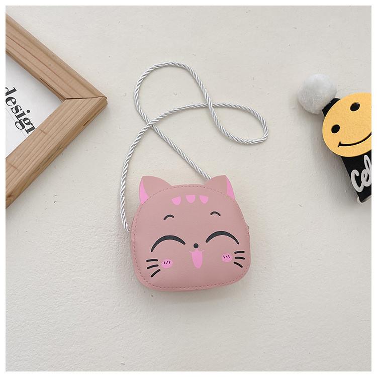 Cute Cartoon Cat Mini Shoulder Bag For Girls Lightweight Breathable Pu Material